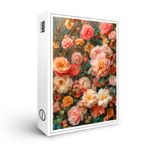 raxxa Premium-Puzzle: Peach and Cream Rose Bouquet Still Life