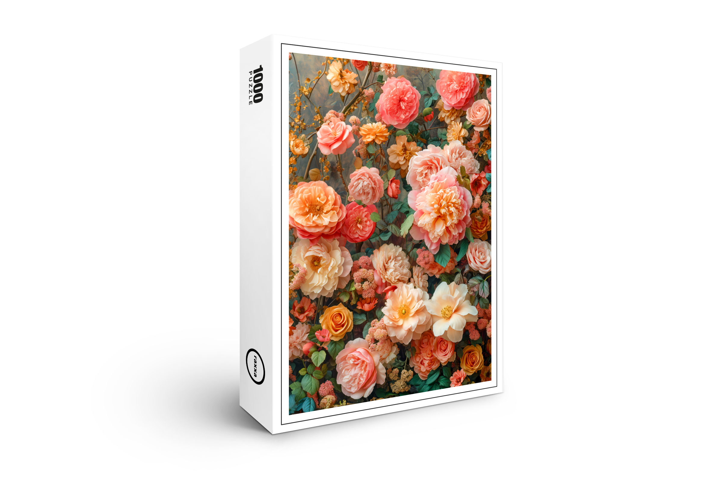 raxxa Premium-Puzzle: Peach and Cream Rose Bouquet Still Life