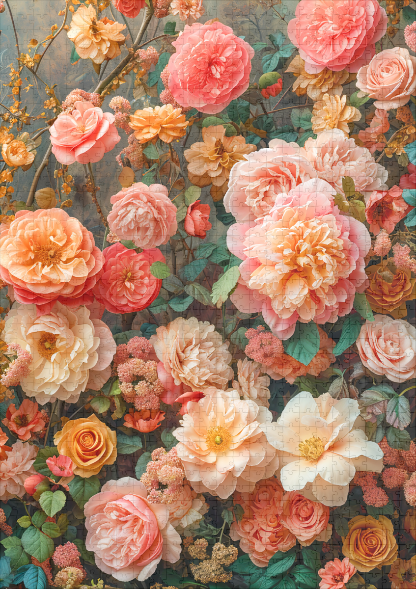 raxxa Premium-Puzzle: Peach and Cream Rose Bouquet Still Life - Imagen 2