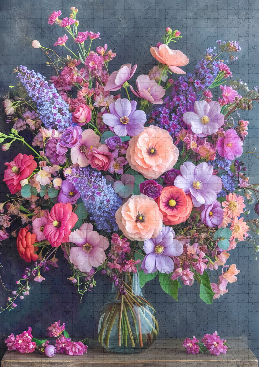 raxxa Premium-Puzzle: Colorful Mixed Flower Bouquet Still Life - Image 2