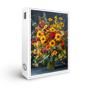 raxxa Premium-Puzzle: Summer Still Life with Sunflowers and Zinnias