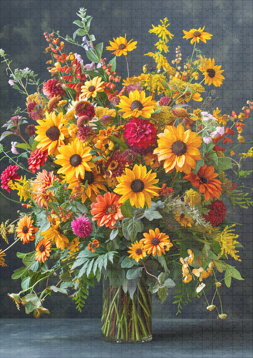 raxxa Premium-Puzzle: Summer Still Life with Sunflowers and Zinnias – Bild 2