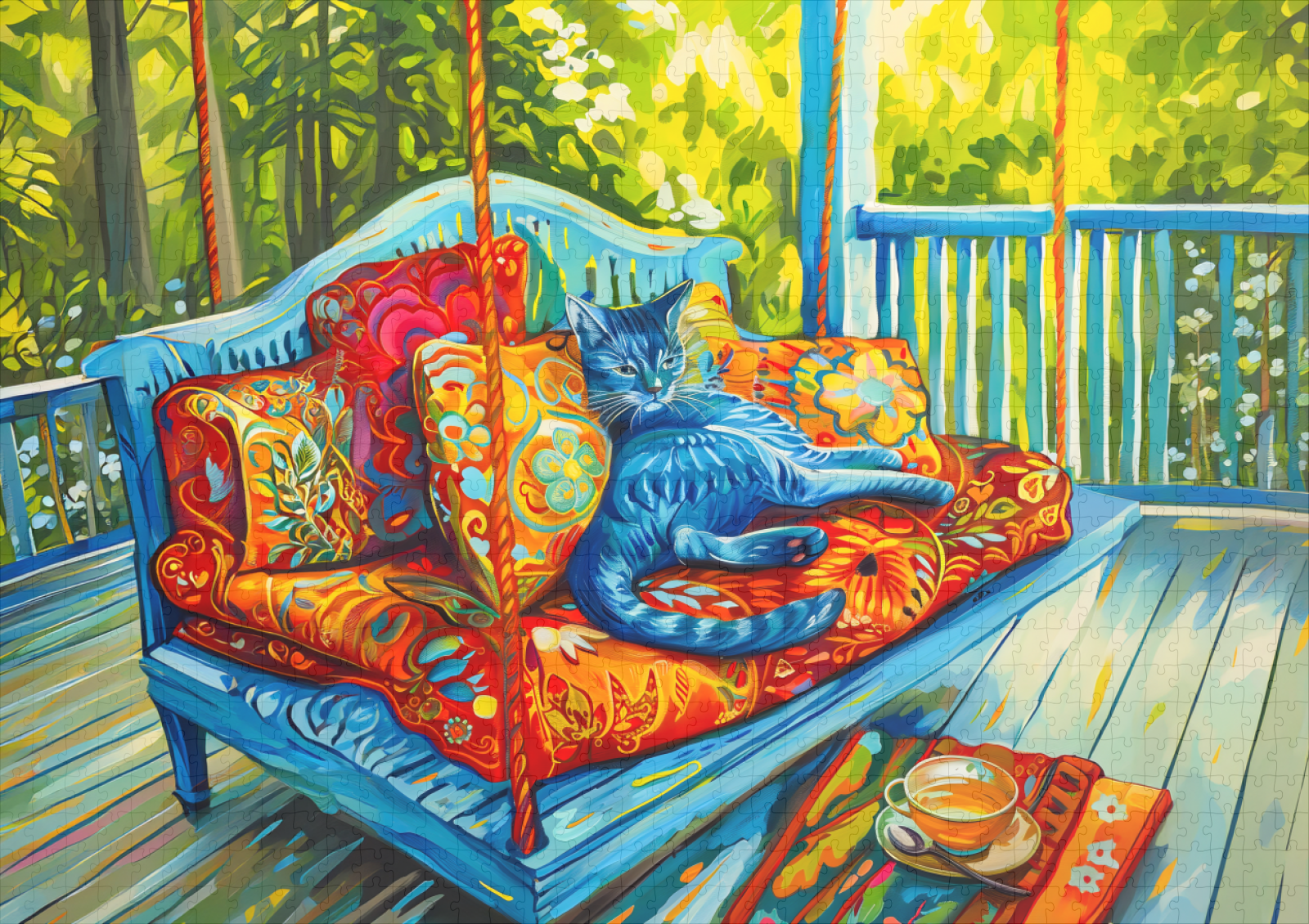 raxxa Premium-Puzzle: Cat is Grooming on Swing – Image 2
