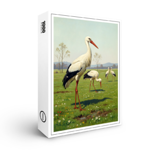 raxxa Premium-Puzzle: Weißstörche auf der Wiese