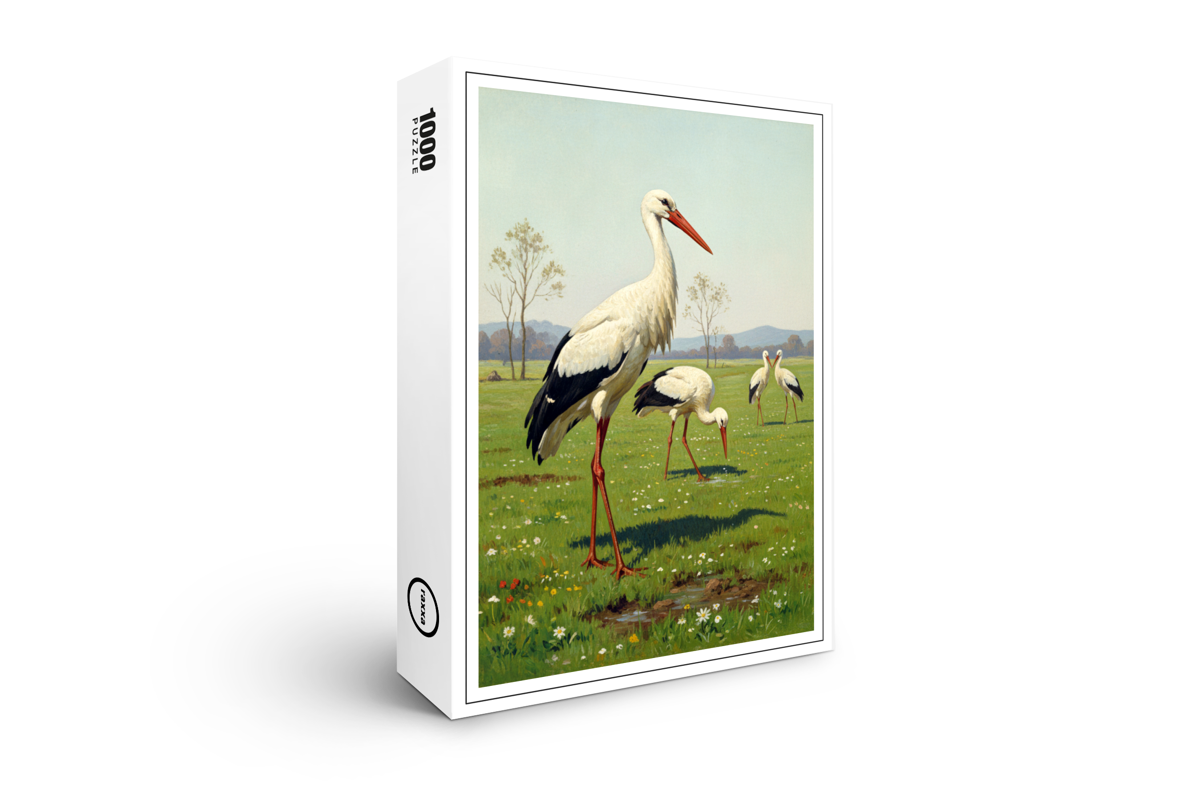 raxxa Premium-Puzzle: Weißstörche auf der Wiese