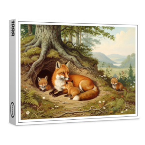 raxxa Premium-Puzzle: Fuchs mit Jungtieren