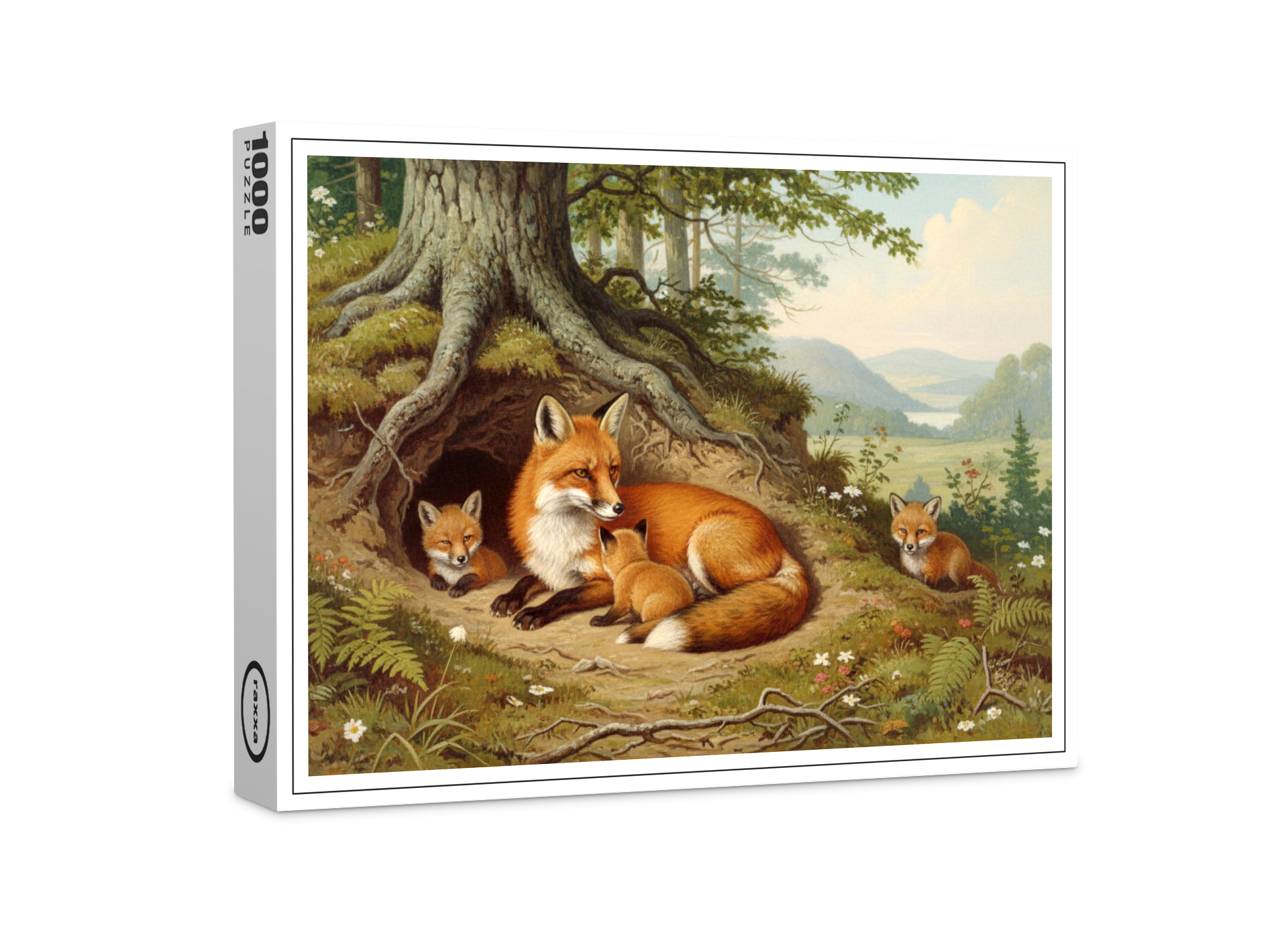 raxxa Premium-Puzzle: Fuchs mit Jungtieren