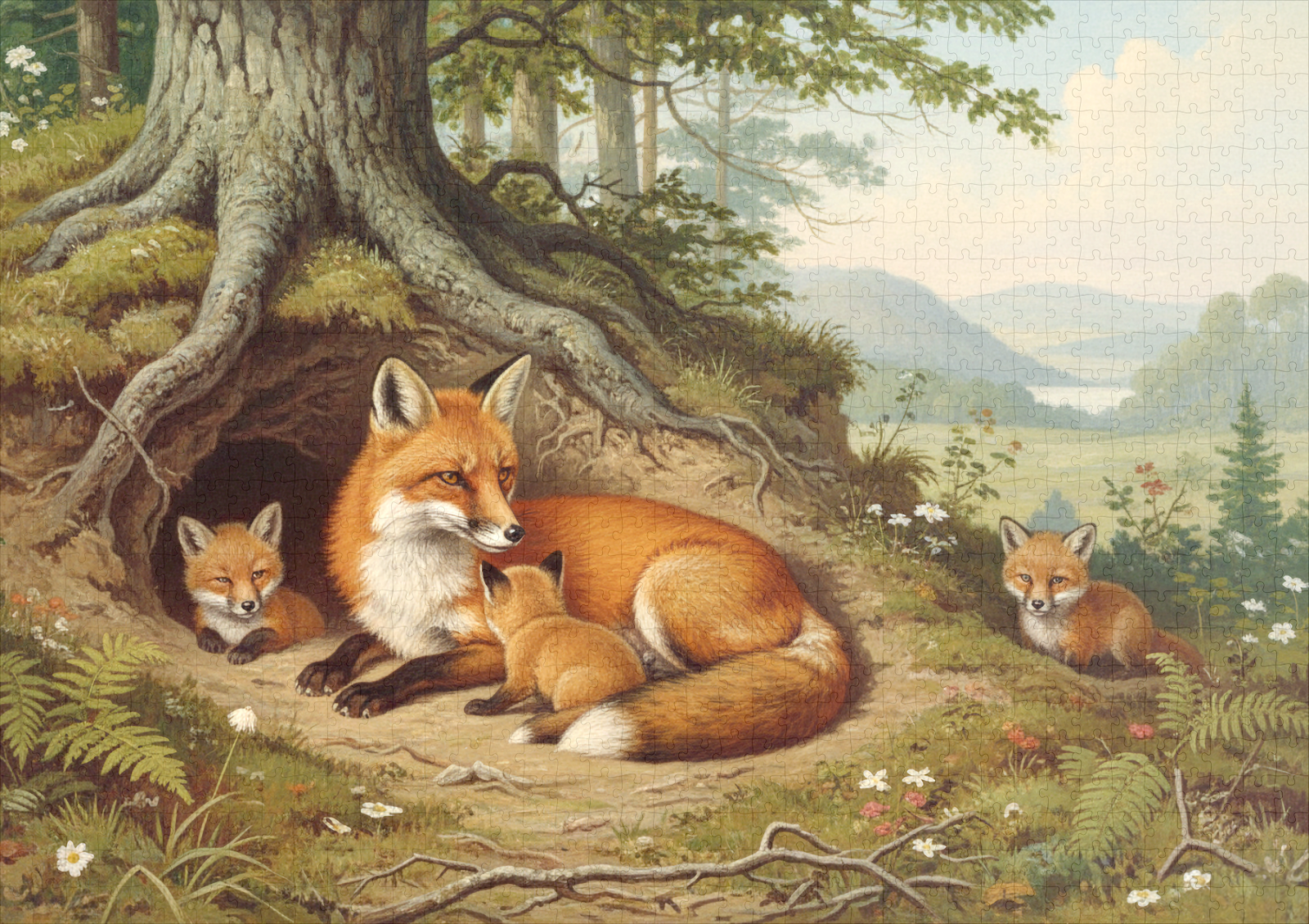 raxxa Premium-Puzzle: Fuchs mit Jungtieren – Image 2