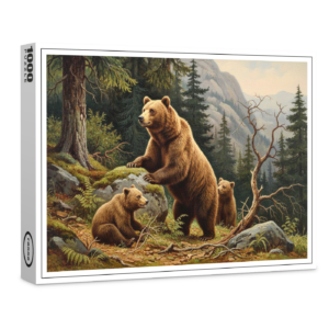 raxxa Premium-Puzzle: Braunbär mit Jungtieren