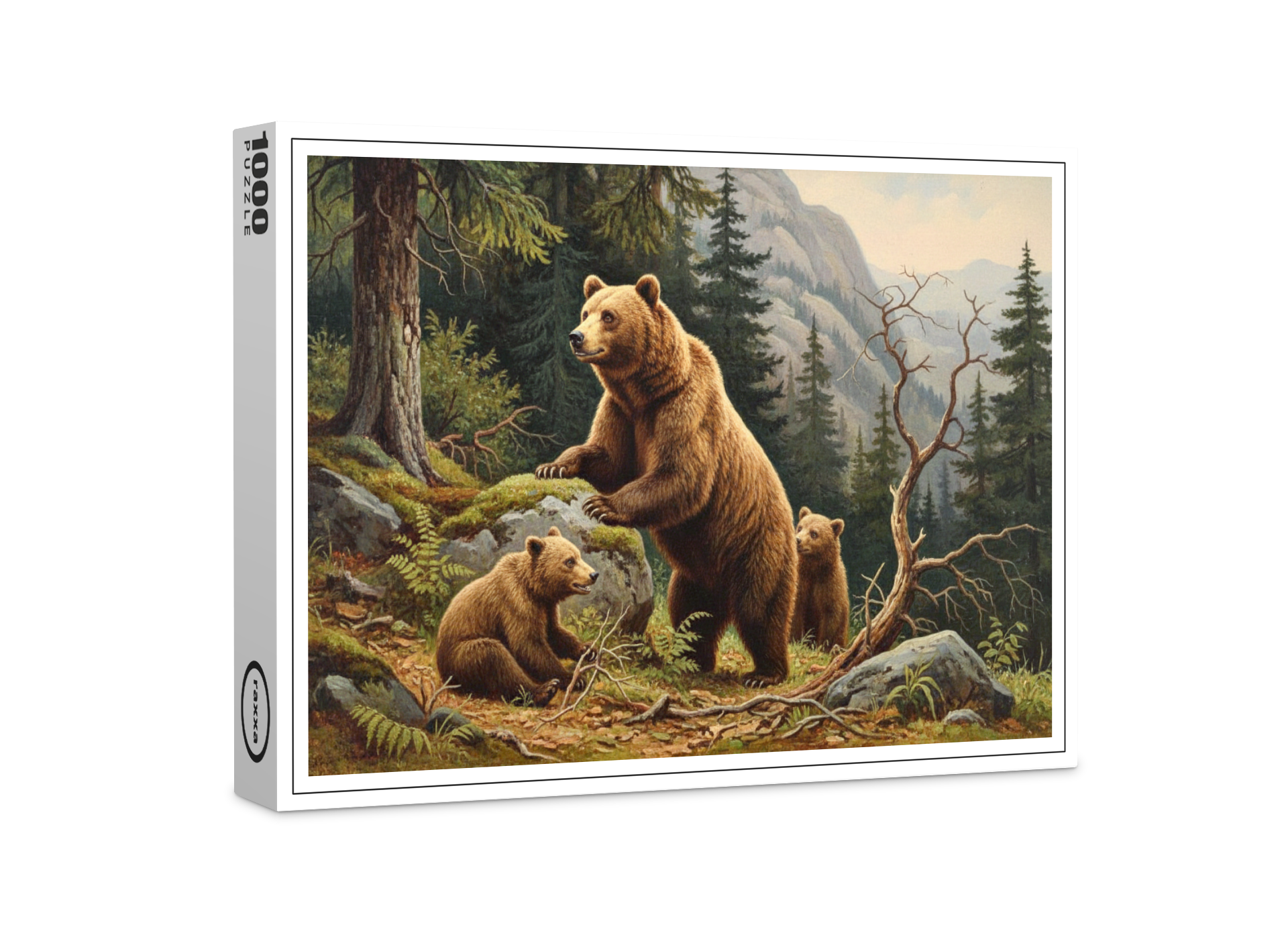 raxxa Premium-Puzzle: Braunbär mit Jungtieren