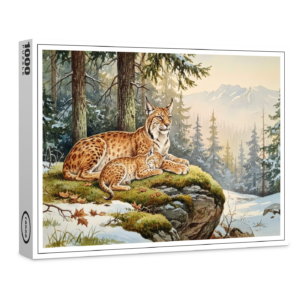 raxxa Premium-Puzzle: Luchs mit Jungtier