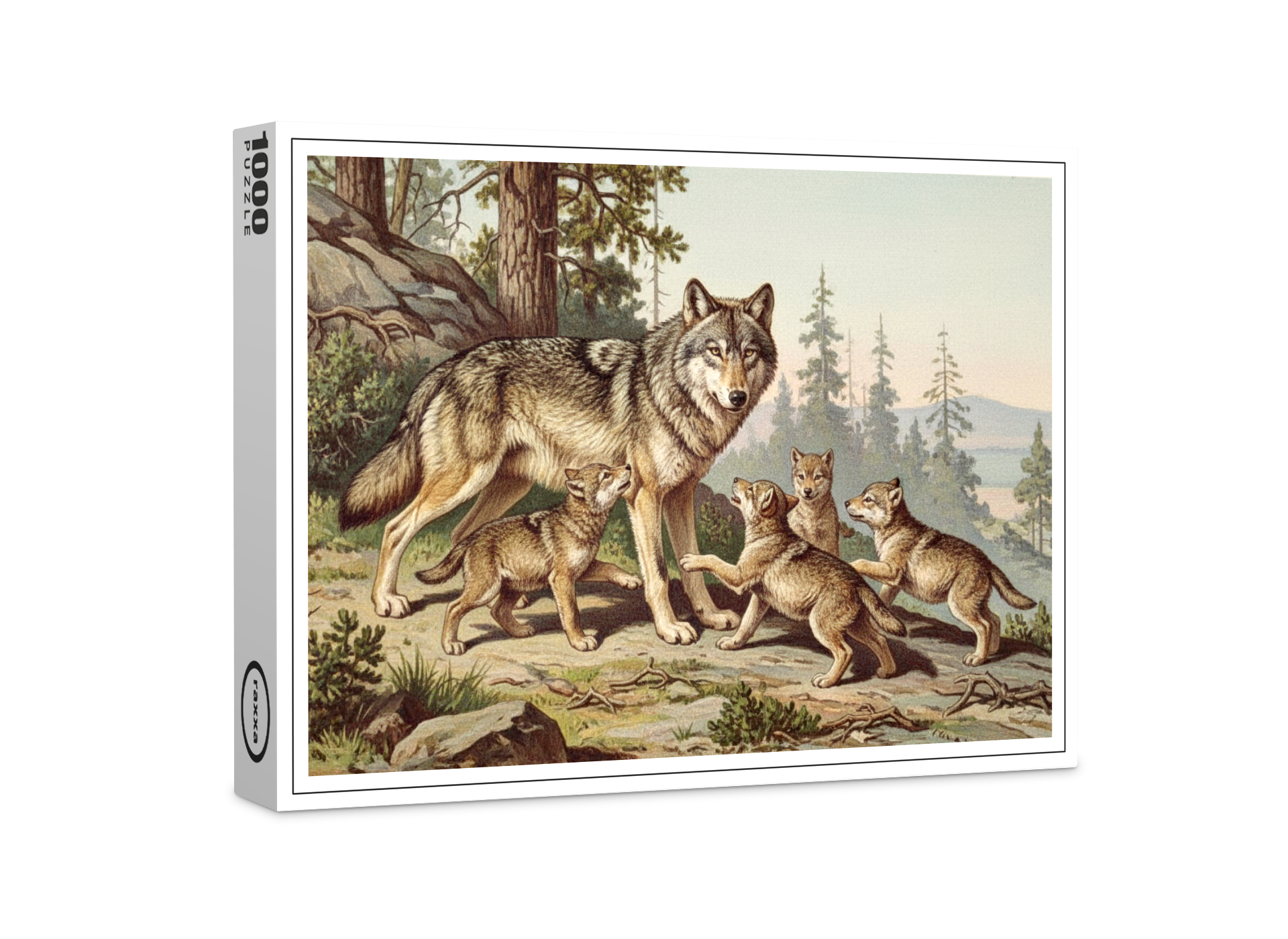 raxxa Premium-Puzzle: Wolf mit Jungtieren