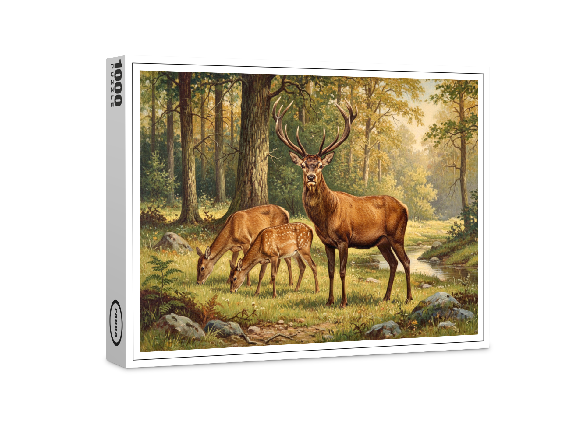 raxxa Premium-Puzzle: Rothirsch mit Familie
