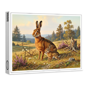 raxxa Premium-Puzzle: Feldhase mit Jungtier