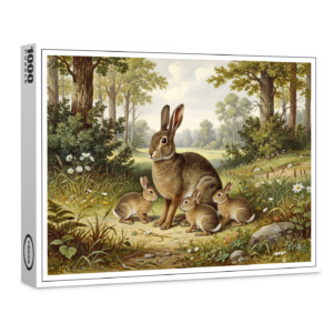 raxxa Premium-Puzzle: Wildkaninchen mit Jungtieren