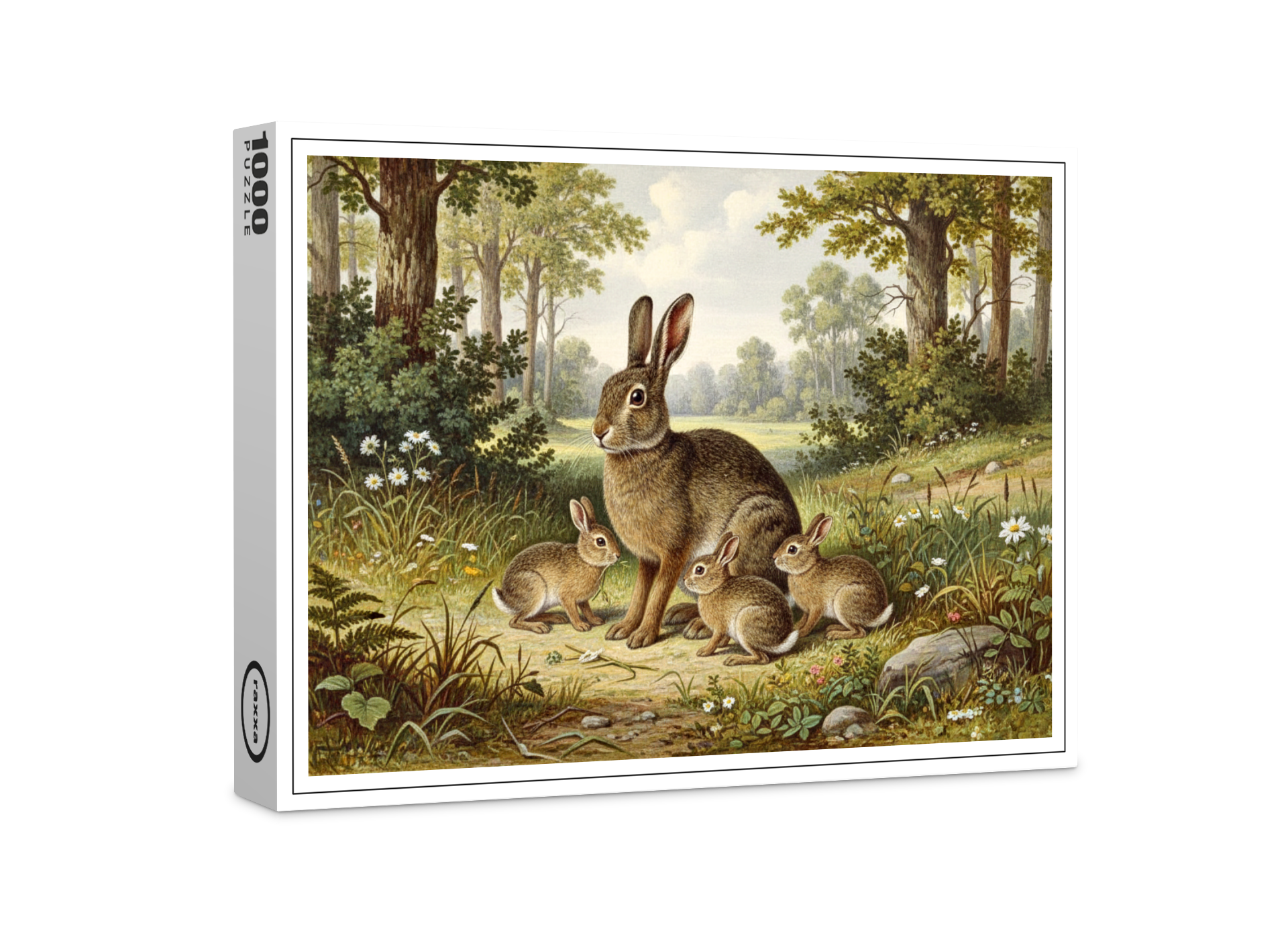 raxxa Premium-Puzzle: Wildkaninchen mit Jungtieren