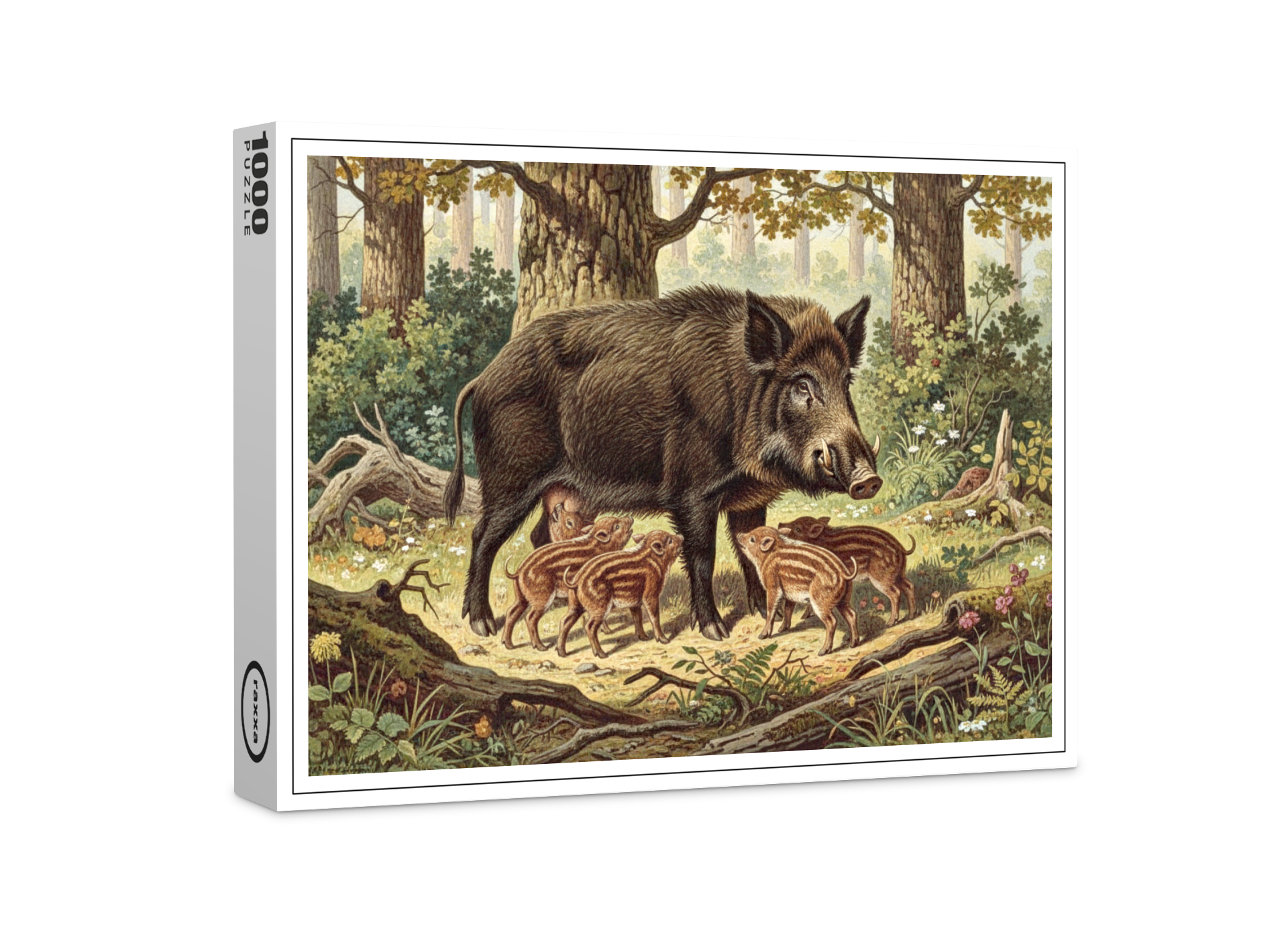 raxxa Premium-Puzzle: Wildschwein mit Jungtier