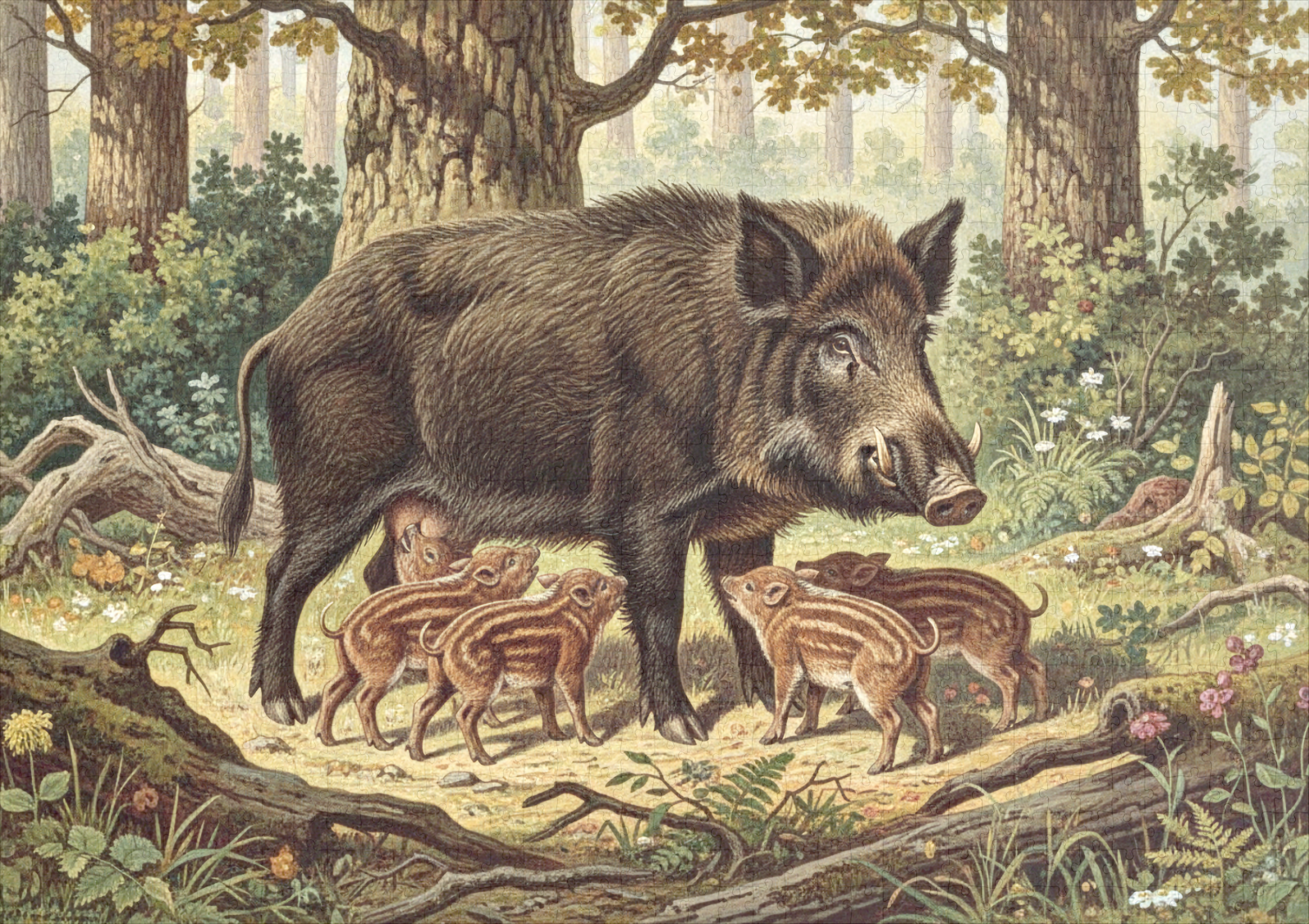 raxxa Premium-Puzzle: Wildschwein mit Jungtier - immagine 2