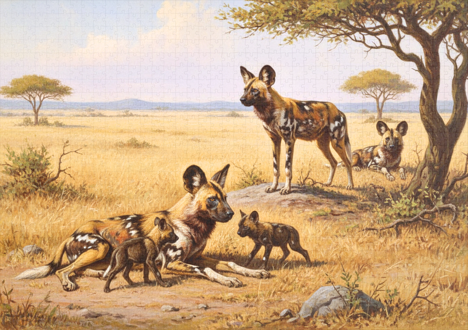 raxxa Premium-Puzzle: Wildhunde in Afrika mit Jungtieren – Image 2