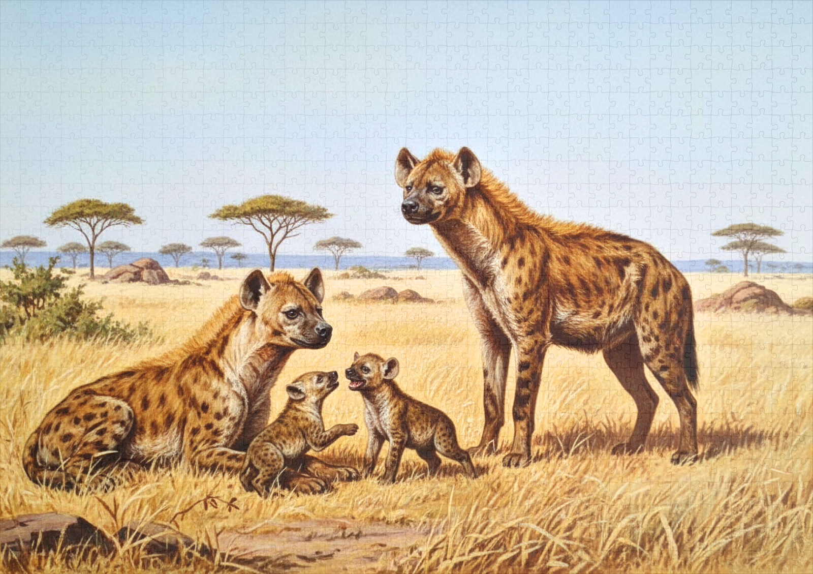 raxxa Premium-Puzzle: Hyänen mit Jungtieren in Afrika - Imagen 2