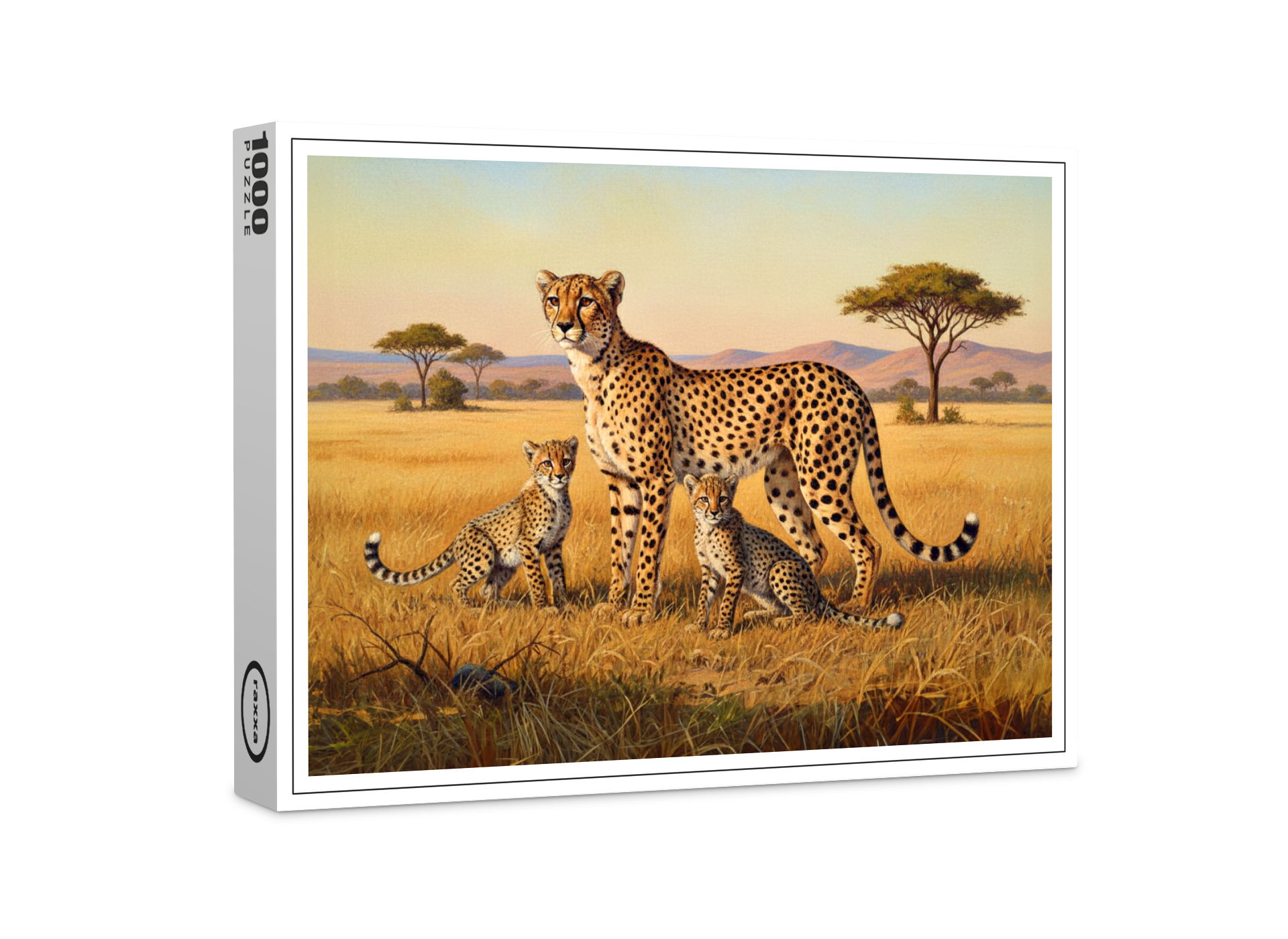 raxxa Premium-Puzzle: Gepard mit Jungtieren in Afrika