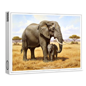 raxxa Premium-Puzzle: Afrikanischer Elefant mit Jungtier