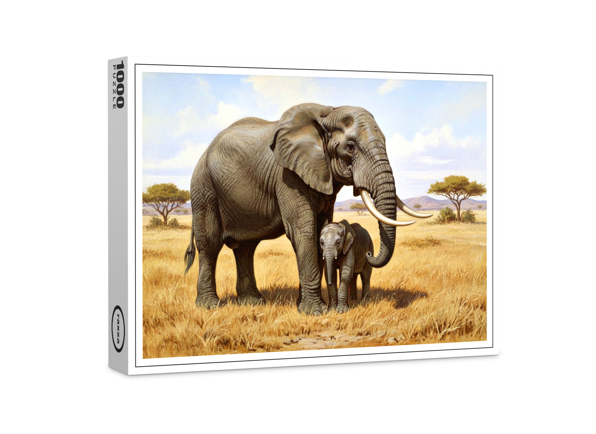 raxxa Premium-Puzzle: Afrikanischer Elefant mit Jungtier