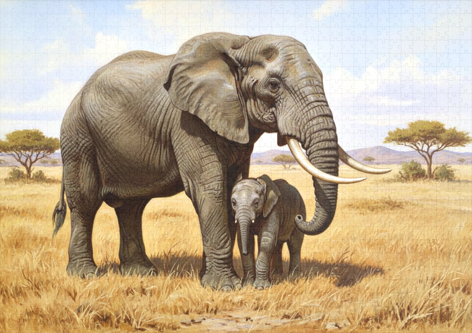 raxxa Premium-Puzzle: Afrikanischer Elefant mit Jungtier – Image 2
