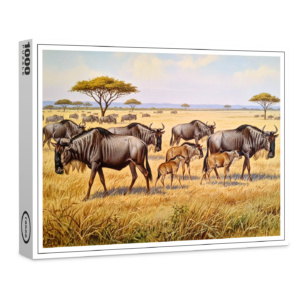 raxxa Premium-Puzzle: Eine Herde Gnus in Afrika mit Jungtieren