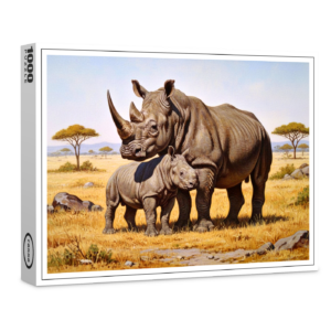 raxxa Premium-Puzzle: Nashorn mit Jungtier in Afrika
