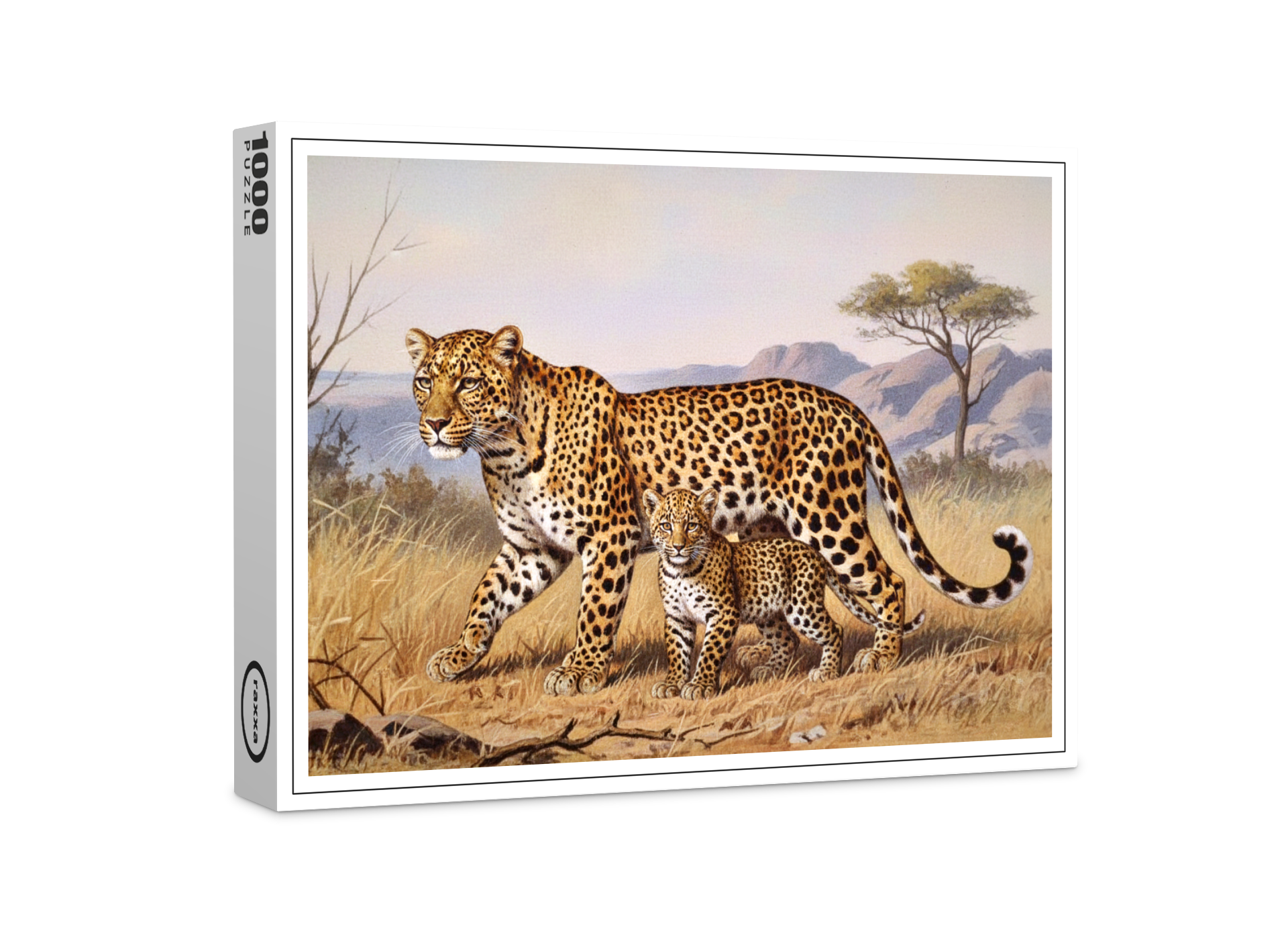 raxxa Premium-Puzzle: Leopard mit Jungtier in Afrika