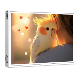 raxxa Premium-Puzzle: Niedlicher Nymphensittich mit seinem Menschen