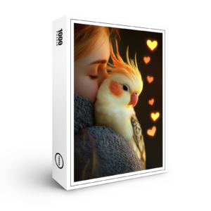 raxxa Premium-Puzzle: Niedlicher Nymphensittich beim kuscheln