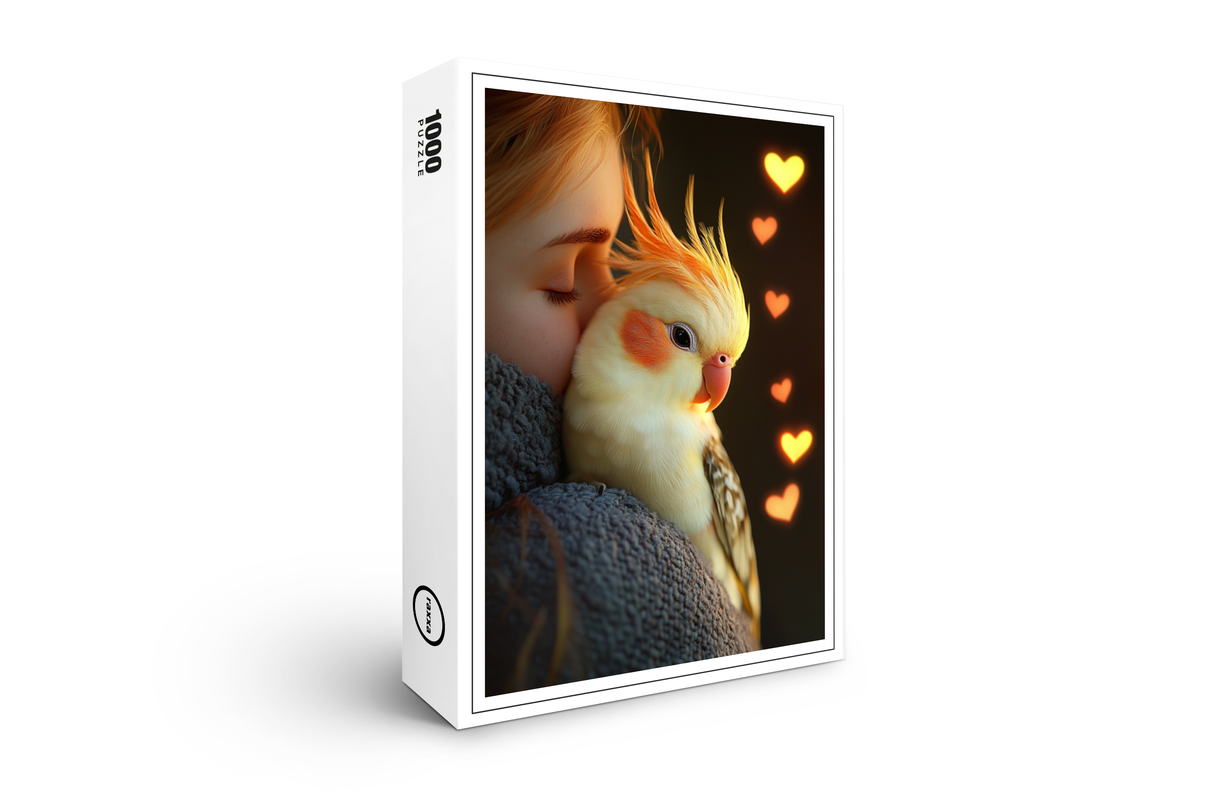 raxxa Premium-Puzzle: Niedlicher Nymphensittich beim kuscheln
