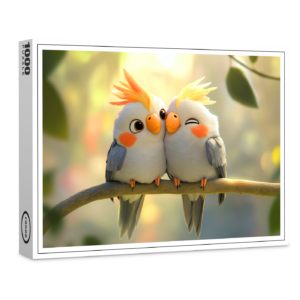 raxxa Premium-Puzzle: Niedliche Nymphensittiche kuscheln