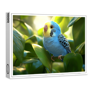 raxxa Premium-Puzzle: Blauer Wellensittich in Pflanzen