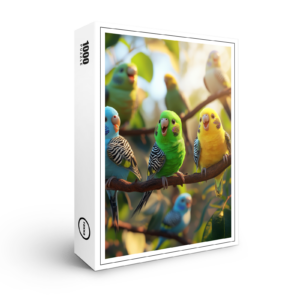 raxxa Premium-Puzzle: Fröhliche Wellensittiche auf Ästen