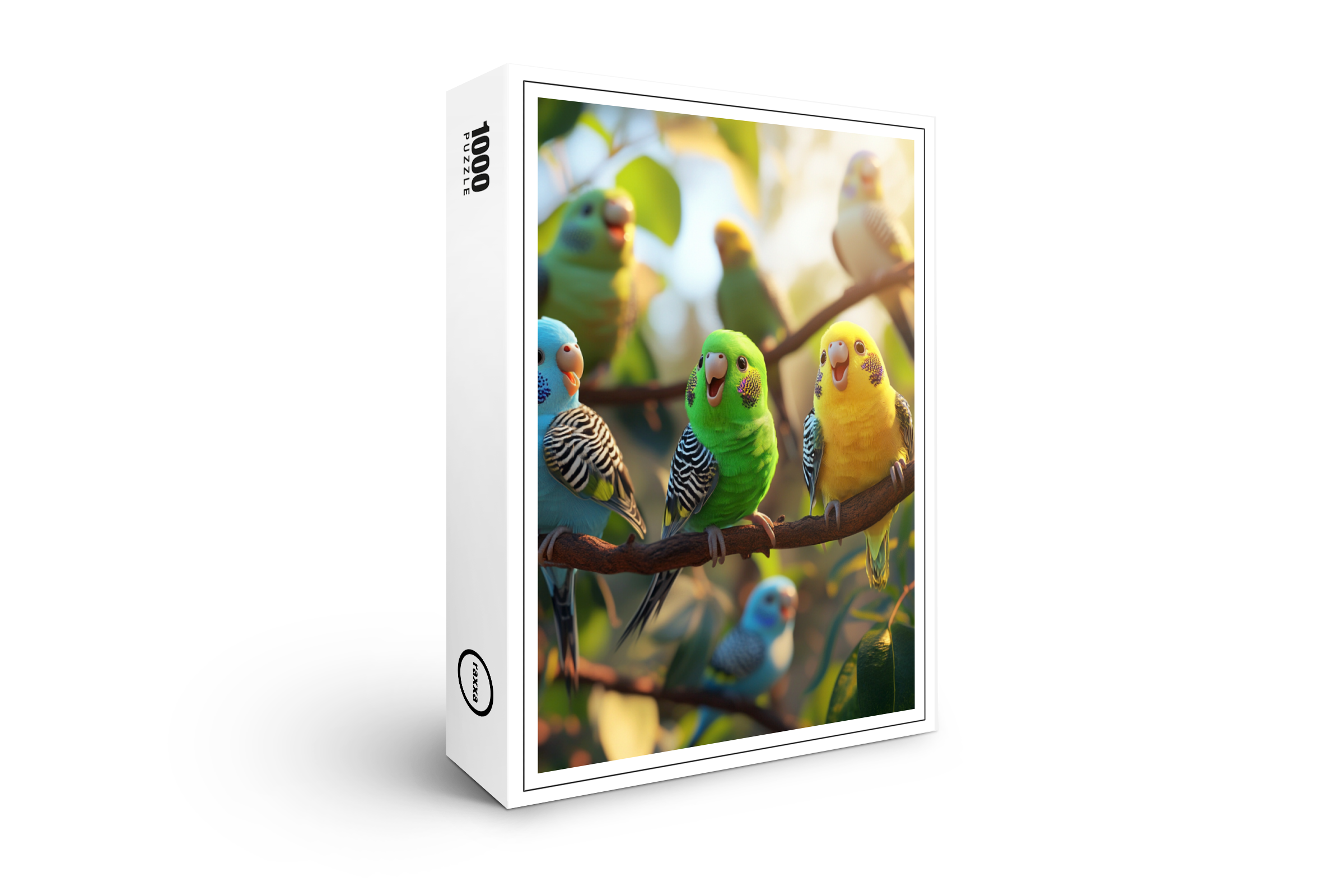 raxxa Premium-Puzzle: Fröhliche Wellensittiche auf Ästen