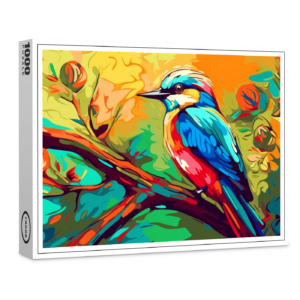 raxxa Premium-Puzzle: Farbenfroher Singvogel auf einem Ast