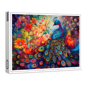 raxxa Premium-Puzzle: Farbenfroher eleganter Pfau