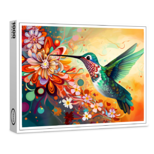 raxxa Premium-Puzzle: Farbenfroher Kolibri an Blüten