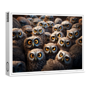 raxxa Premium-Puzzle: Gruppenbild mit fröhlichen Eulen