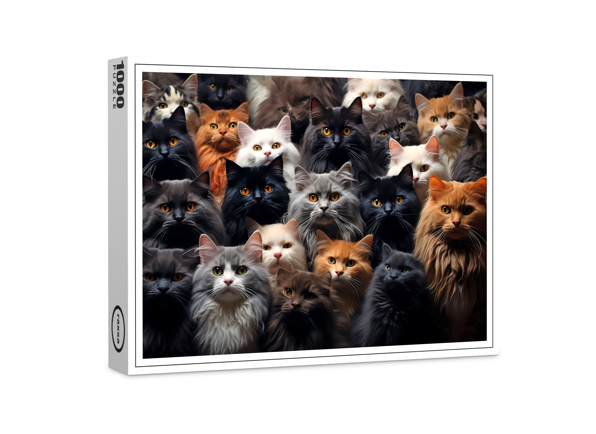 raxxa Premium-Puzzle: Gruppenbild mit neugierigen Katzen