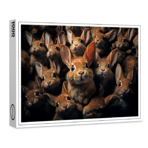 raxxa Premium-Puzzle: Gruppenbild mit neugierigen Kaninchen