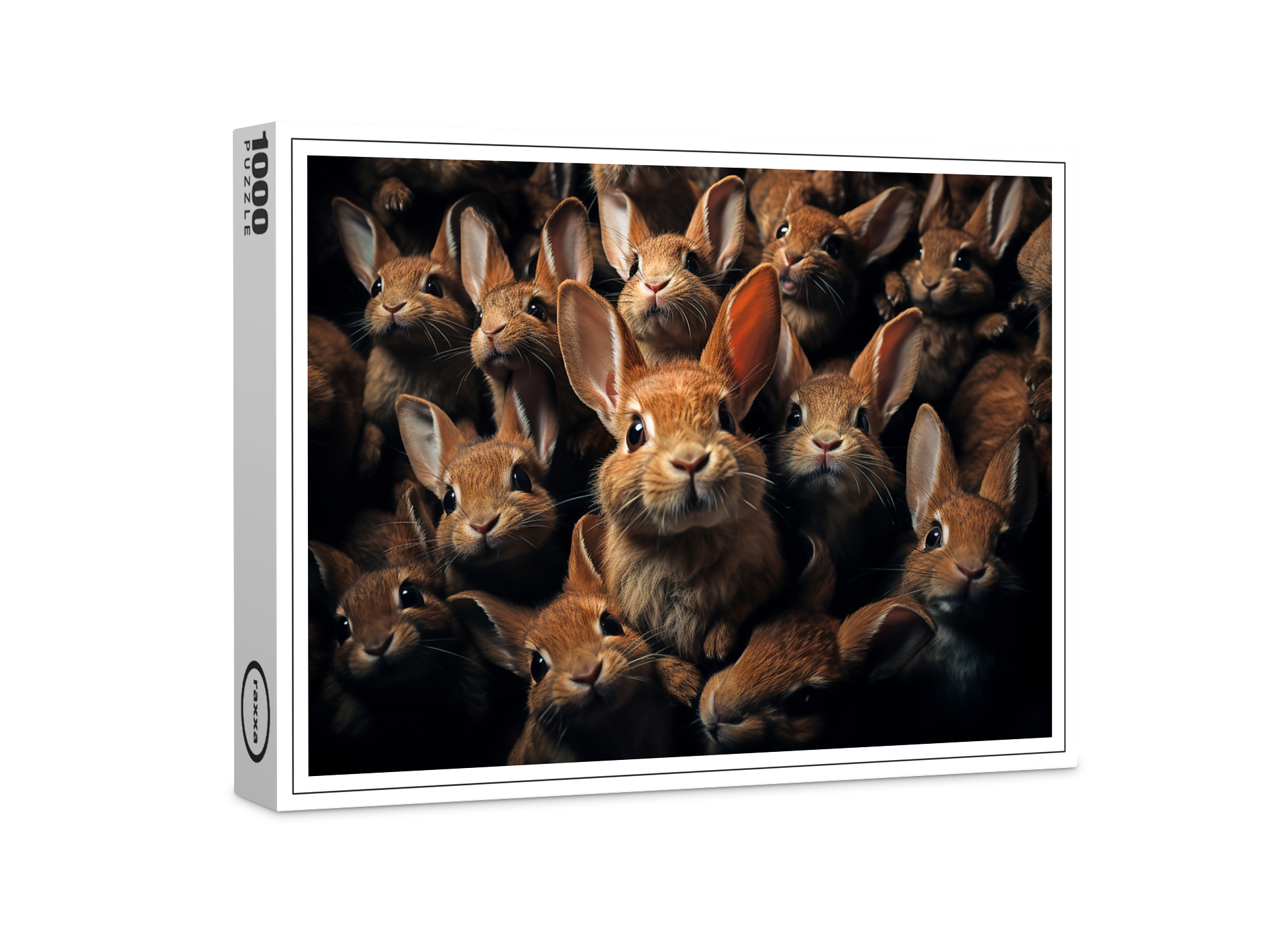 raxxa Premium-Puzzle: Gruppenbild mit neugierigen Kaninchen