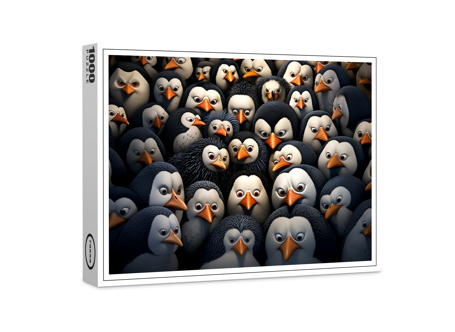 raxxa Premium-Puzzle: Gruppenbild mit beobachtenden Pinguinen