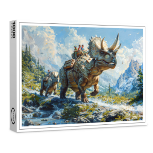 raxxa Premium-Puzzle: Dinosaurier Triceratops als Familienauto