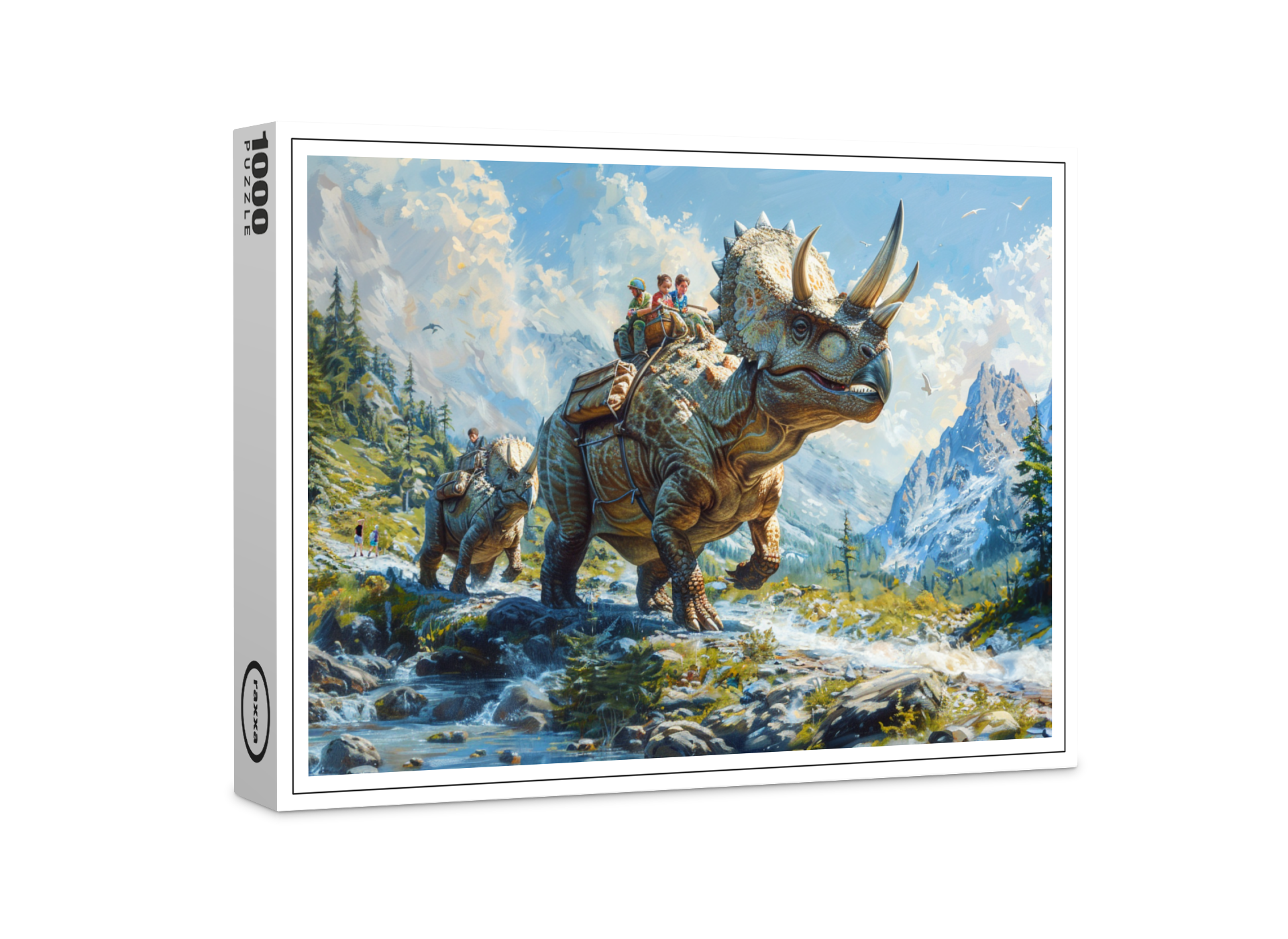 raxxa Premium-Puzzle: Dinosaurier Triceratops als Familienauto