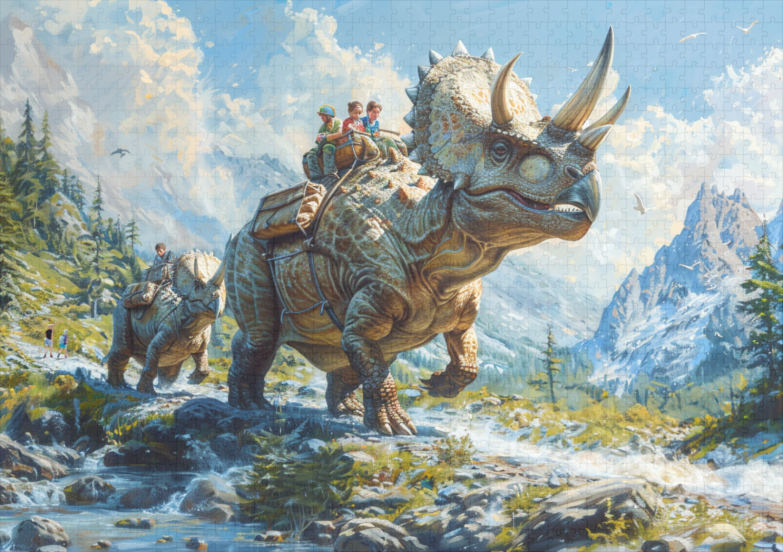 raxxa Premium-Puzzle: Dinosaurier Triceratops als Familienauto - immagine 2