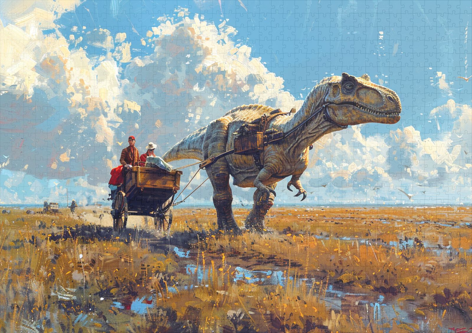 raxxa Premium-Puzzle: Dinosaurier zieht eine Kutsche – Image 2